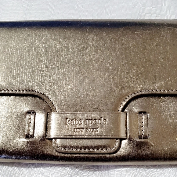 Kate Spade Envelope Clutch Wristlet or short strap wallet Gold - Picture 8 of 9